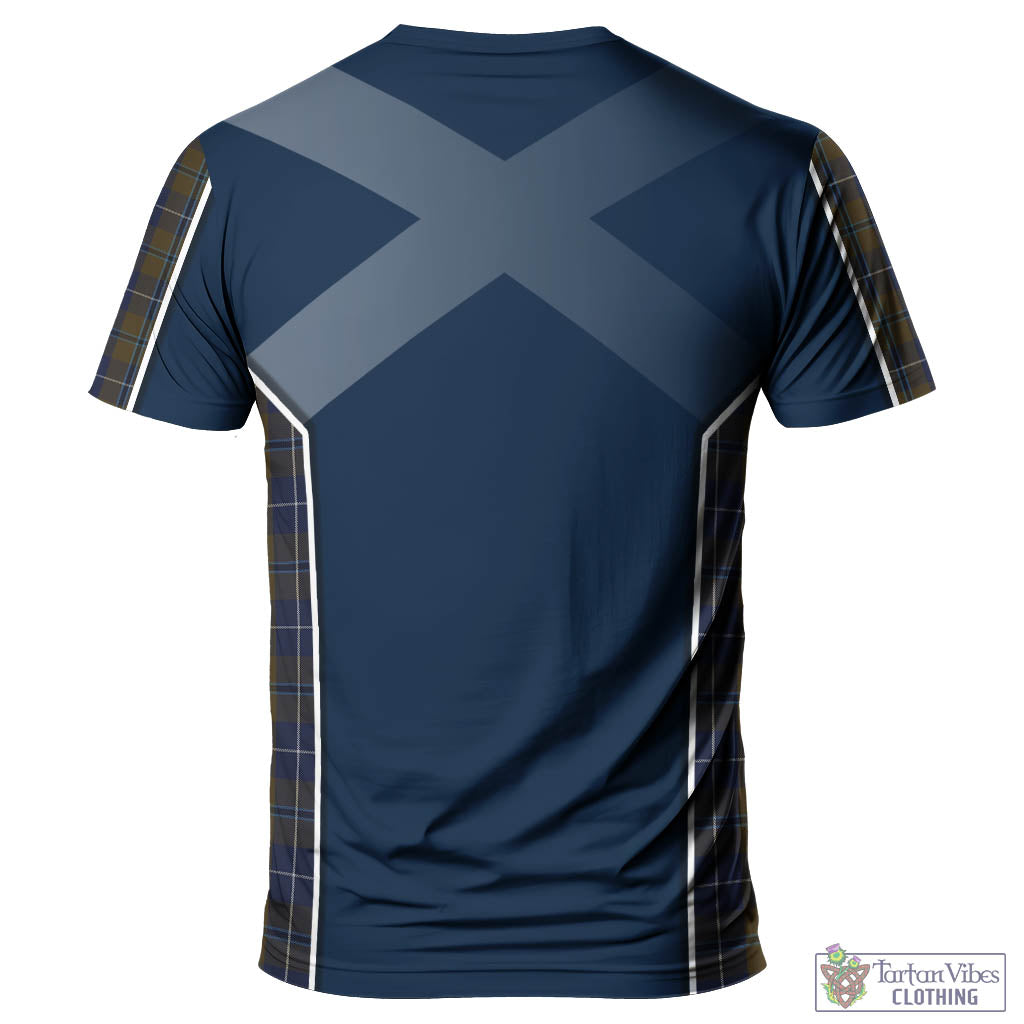 Tartan Vibes Clothing Douglas Brown Tartan T-Shirt with Family Crest and Lion Rampant Vibes Sport Style