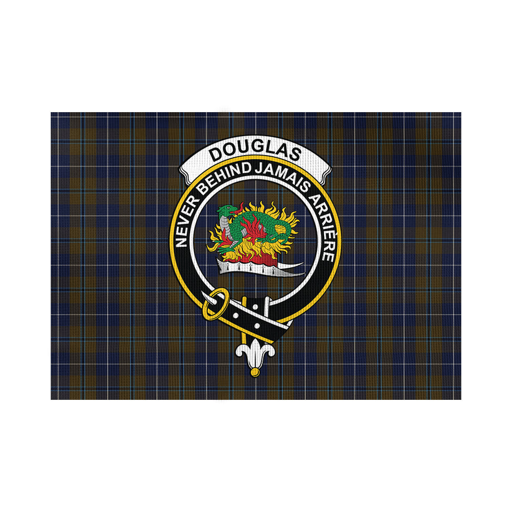 Douglas Brown Tartan Flag with Family Crest - Tartan Vibes Clothing