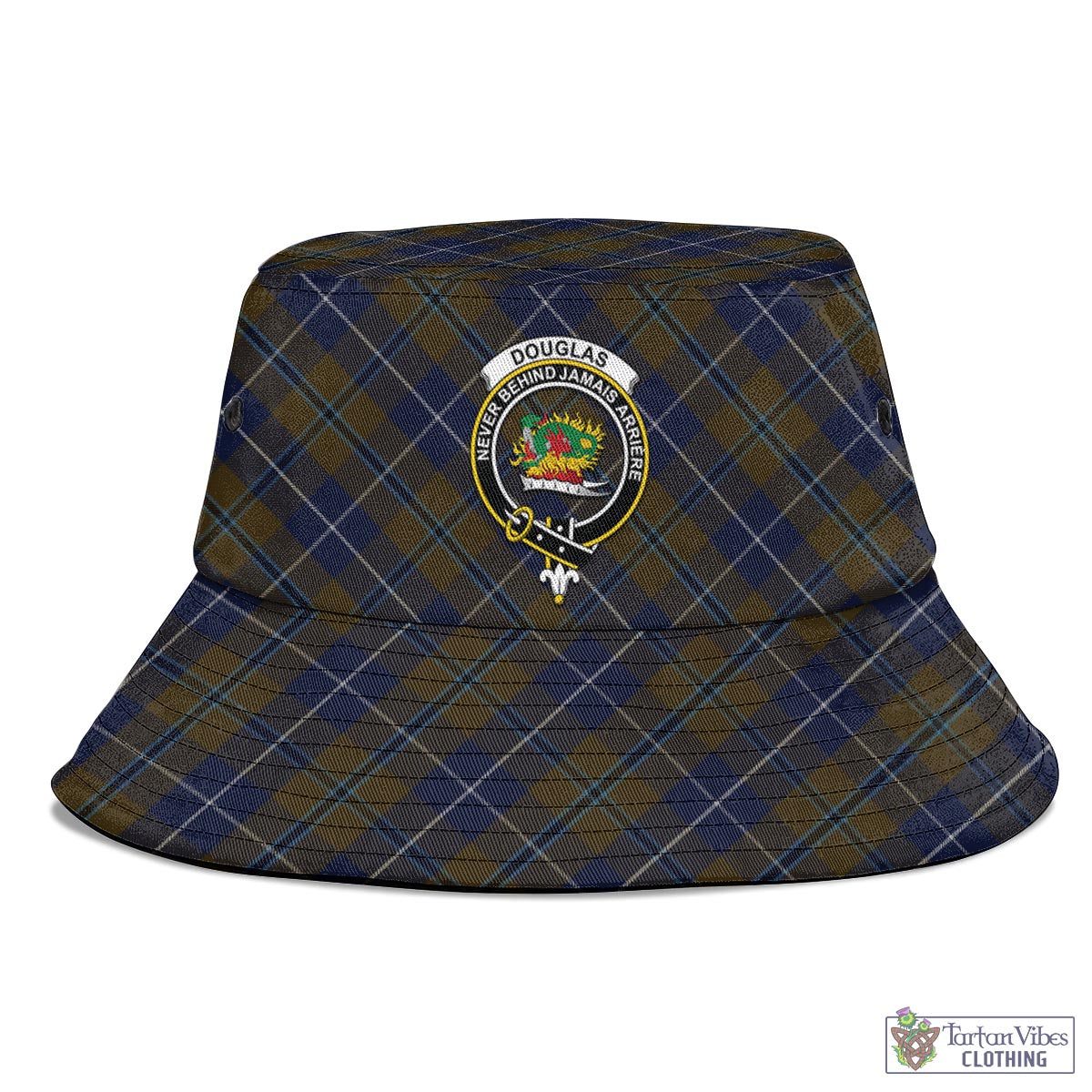 Tartan Vibes Clothing Douglas Brown Tartan Bucket Hat with Family Crest