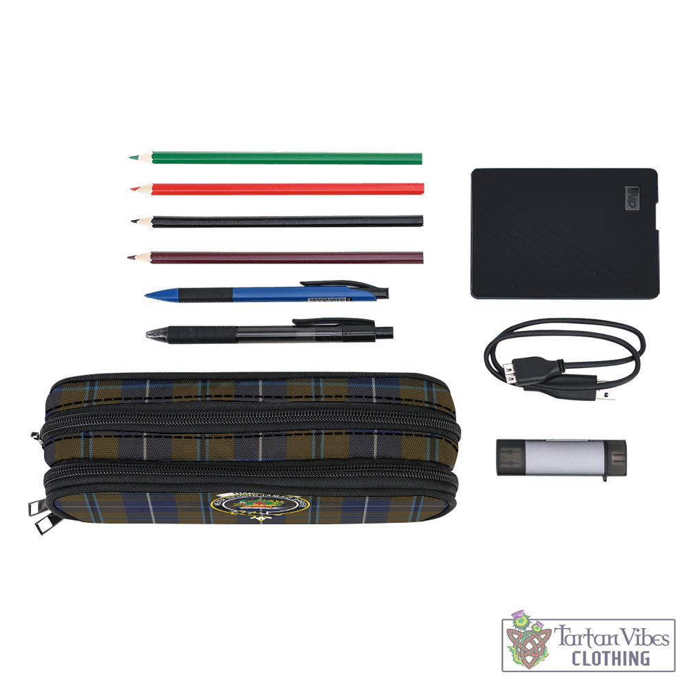 Tartan Vibes Clothing Douglas Brown Tartan Pen and Pencil Case with Family Crest