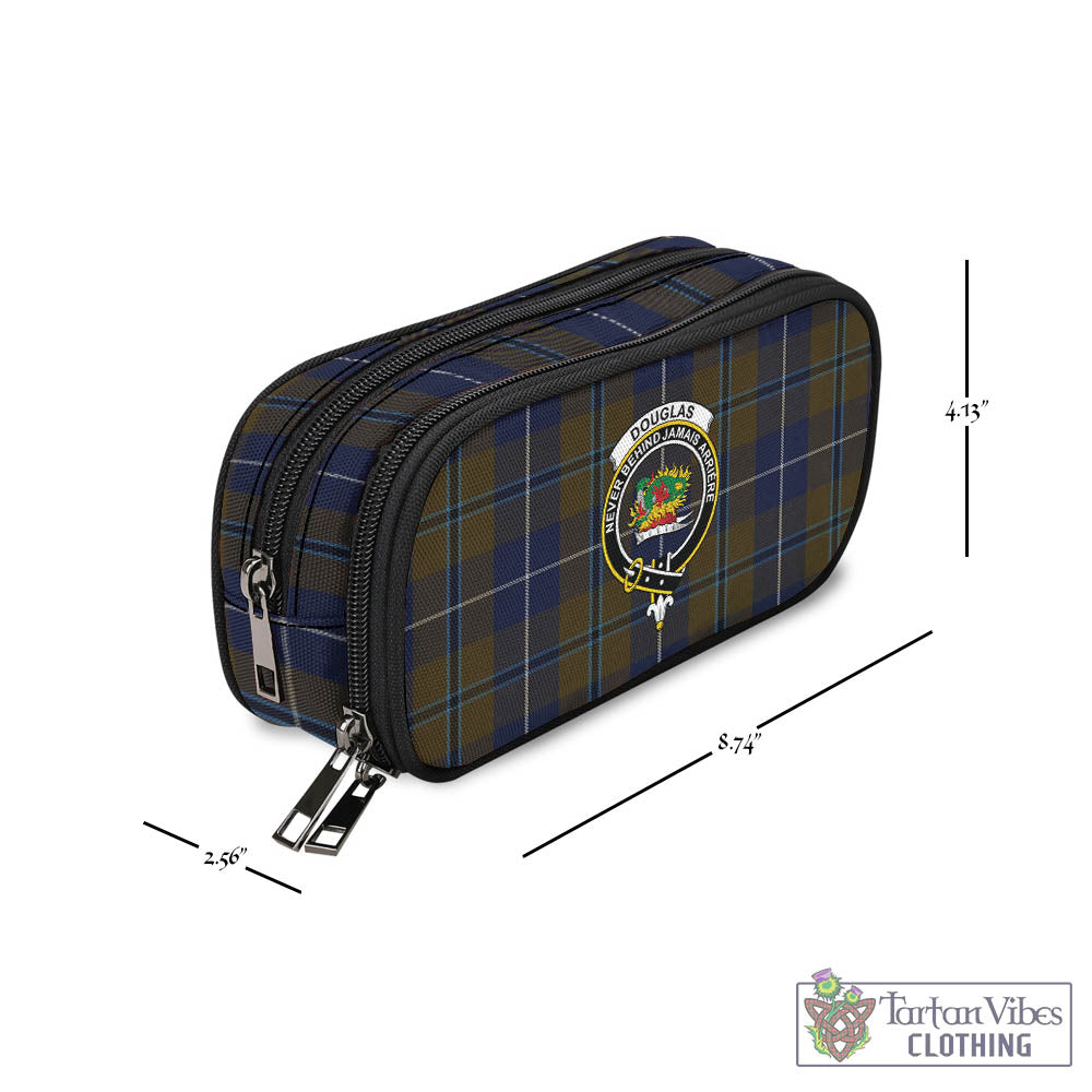 Tartan Vibes Clothing Douglas Brown Tartan Pen and Pencil Case with Family Crest