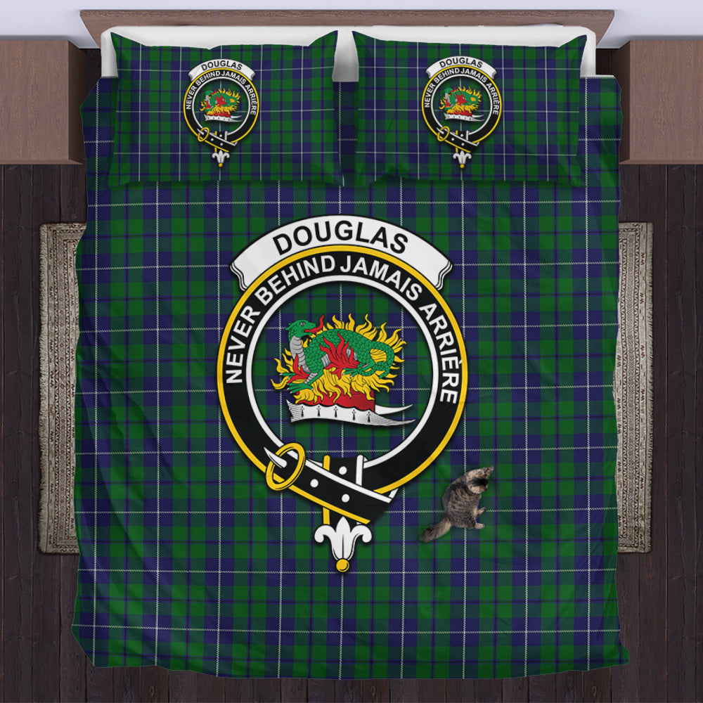 Douglas Green Tartan Bedding Set with Family Crest US Bedding Set - Tartan Vibes Clothing