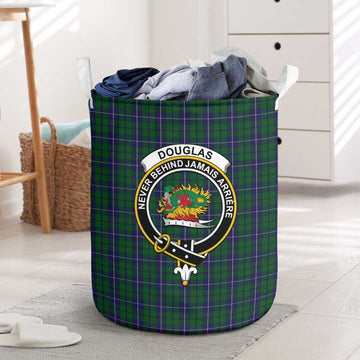 Douglas Green Tartan Laundry Basket with Family Crest