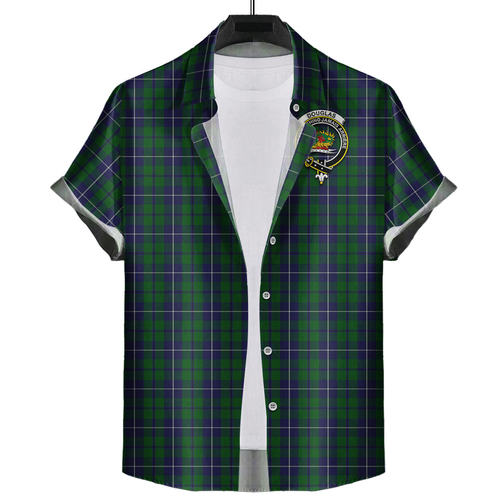 douglas-green-tartan-short-sleeve-button-down-shirt-with-family-crest