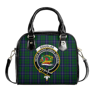 Douglas Green Tartan Shoulder Handbags with Family Crest