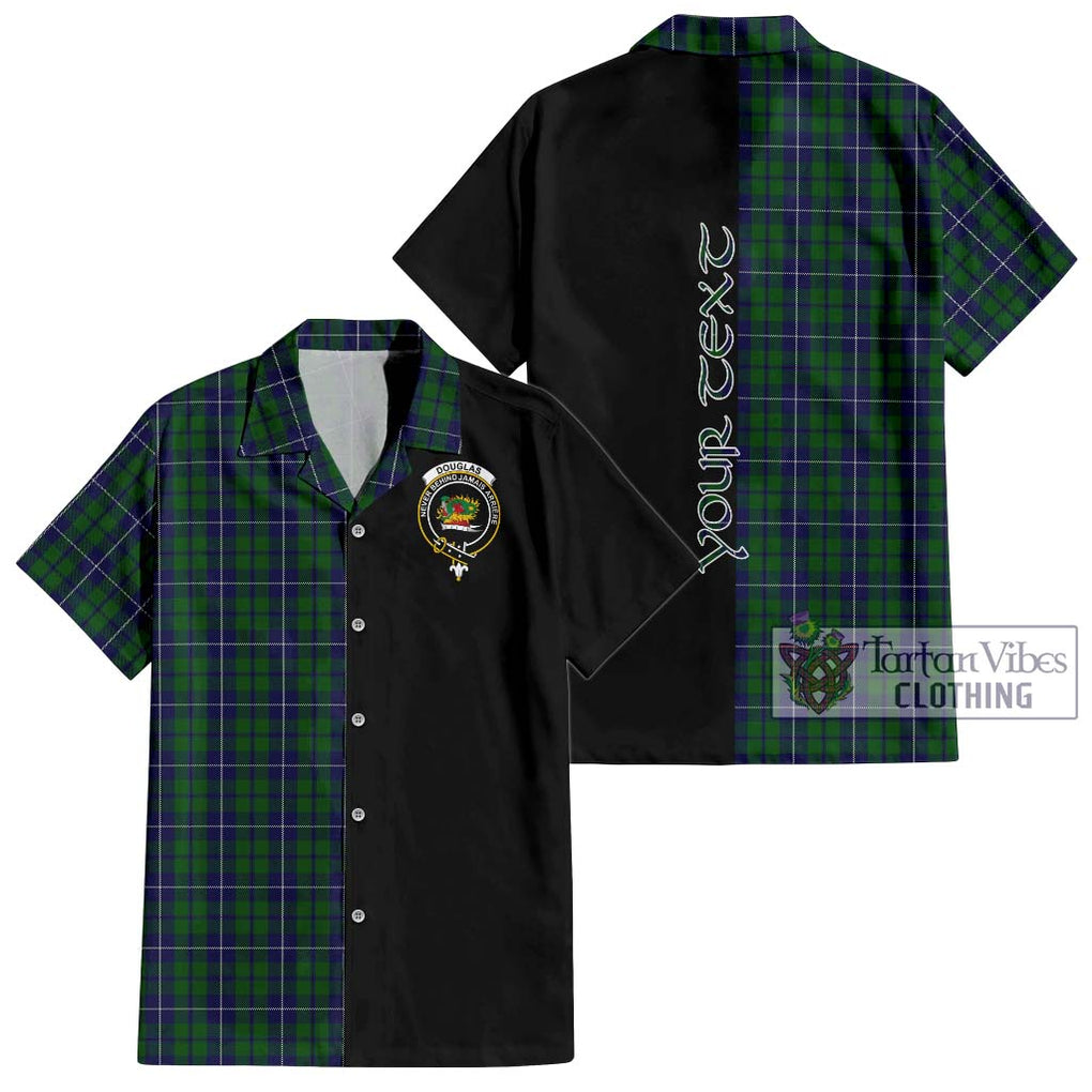 Douglas Green Tartan Short Sleeve Button Shirt with Family Crest and Half Of Me Style Kid - Tartanvibesclothing Shop