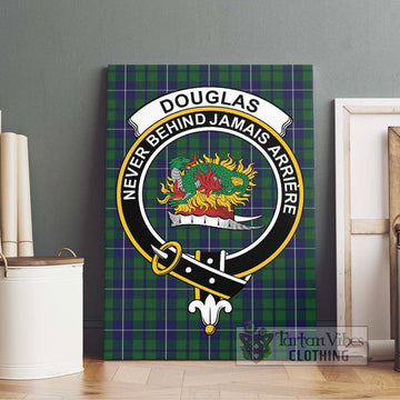 Douglas Green Tartan Canvas Print Wall Art with Family Crest