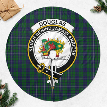 Douglas Green Tartan Christmas Tree Skirt with Family Crest