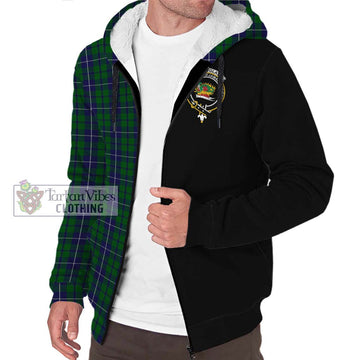 Douglas Green Tartan Sherpa Hoodie with Family Crest and Half Of Me Style