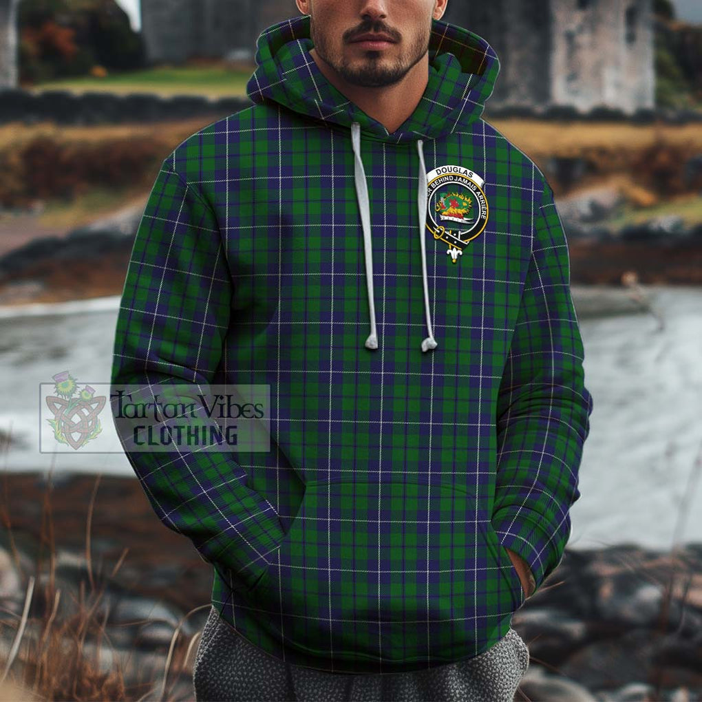 Douglas Green Tartan Cotton Hoodie with Family Crest Pullover Hoodie XS - Tartan Vibes Clothing