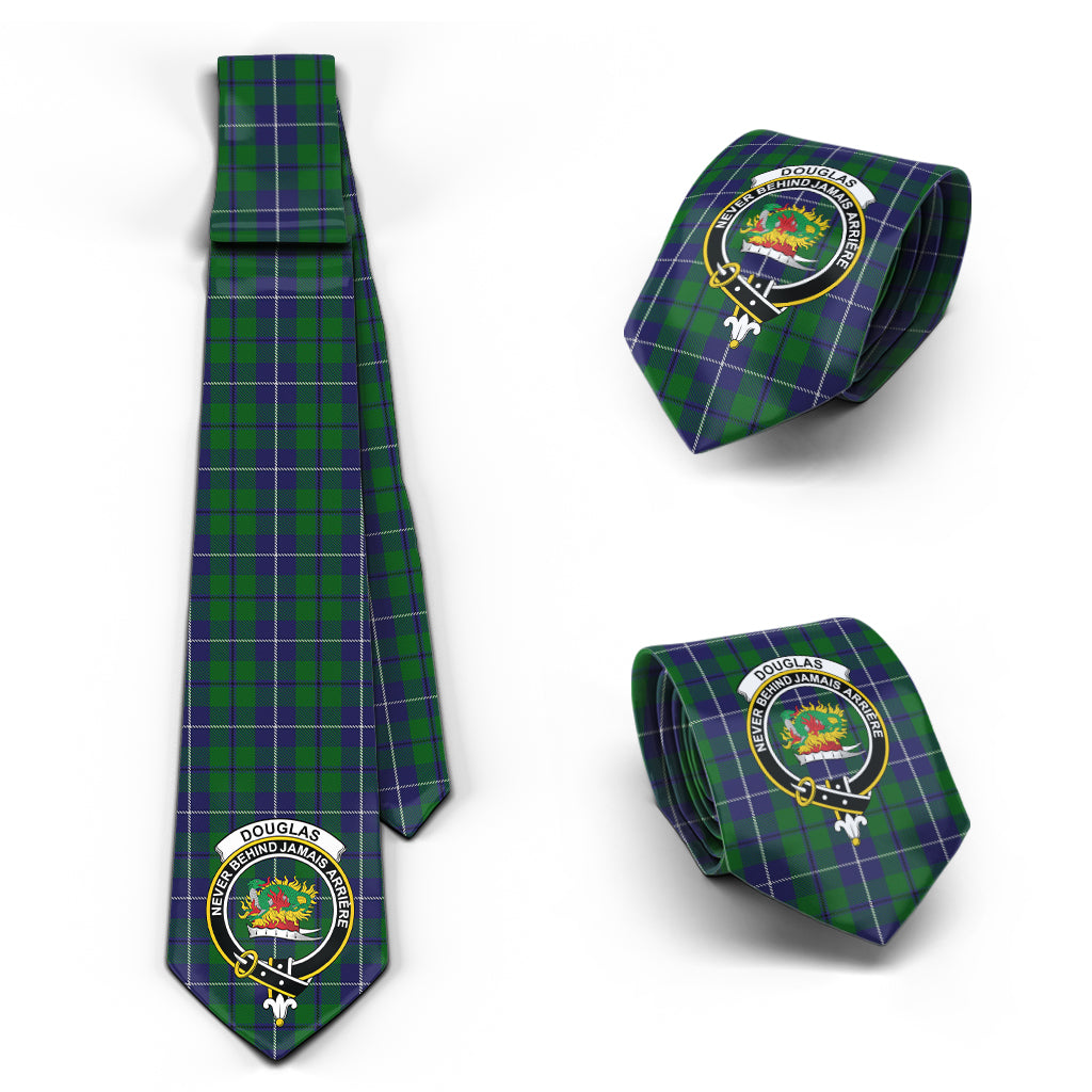 Douglas Green Tartan Classic Necktie with Family Crest Necktie One Size - Tartan Vibes Clothing