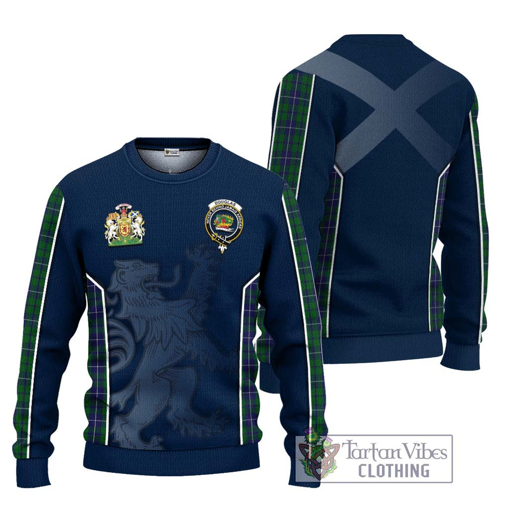 Douglas Green Tartan Knitted Sweater with Family Crest and Lion Rampant Vibes Sport Style Unisex - Tartan Vibes Clothing