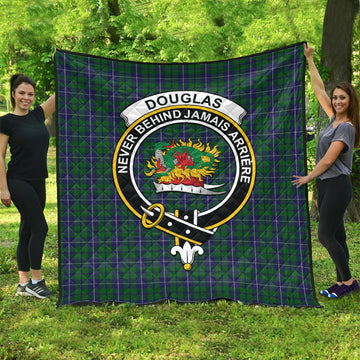 Douglas Green Tartan Quilt with Family Crest