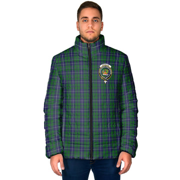 Douglas Green Tartan Padded Jacket with Family Crest