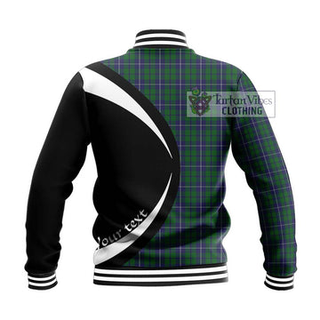 Douglas Green Tartan Baseball Jacket with Family Crest Circle Style