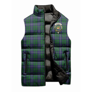 Douglas Green Tartan Sleeveless Puffer Jacket with Family Crest