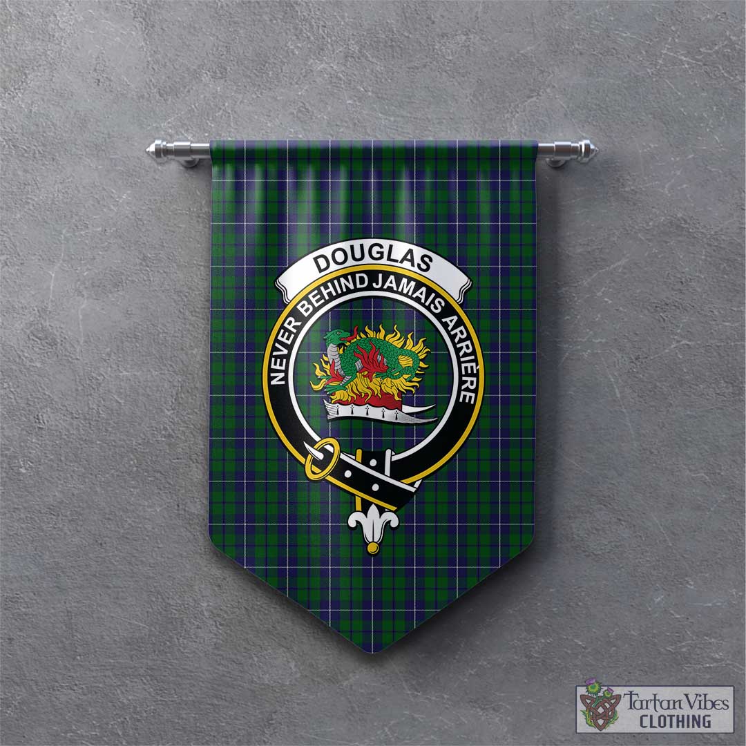 Tartan Vibes Clothing Douglas Green Tartan Gonfalon, Tartan Banner with Family Crest