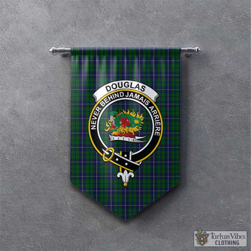 Douglas Green Tartan Gonfalon, Tartan Banner with Family Crest