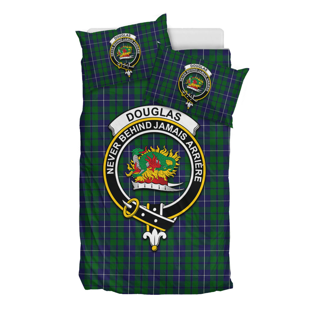 Douglas Green Tartan Bedding Set with Family Crest - Tartan Vibes Clothing