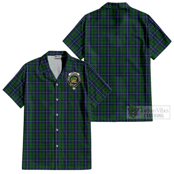 Douglas Green Tartan Cotton Hawaiian Shirt with Family Crest