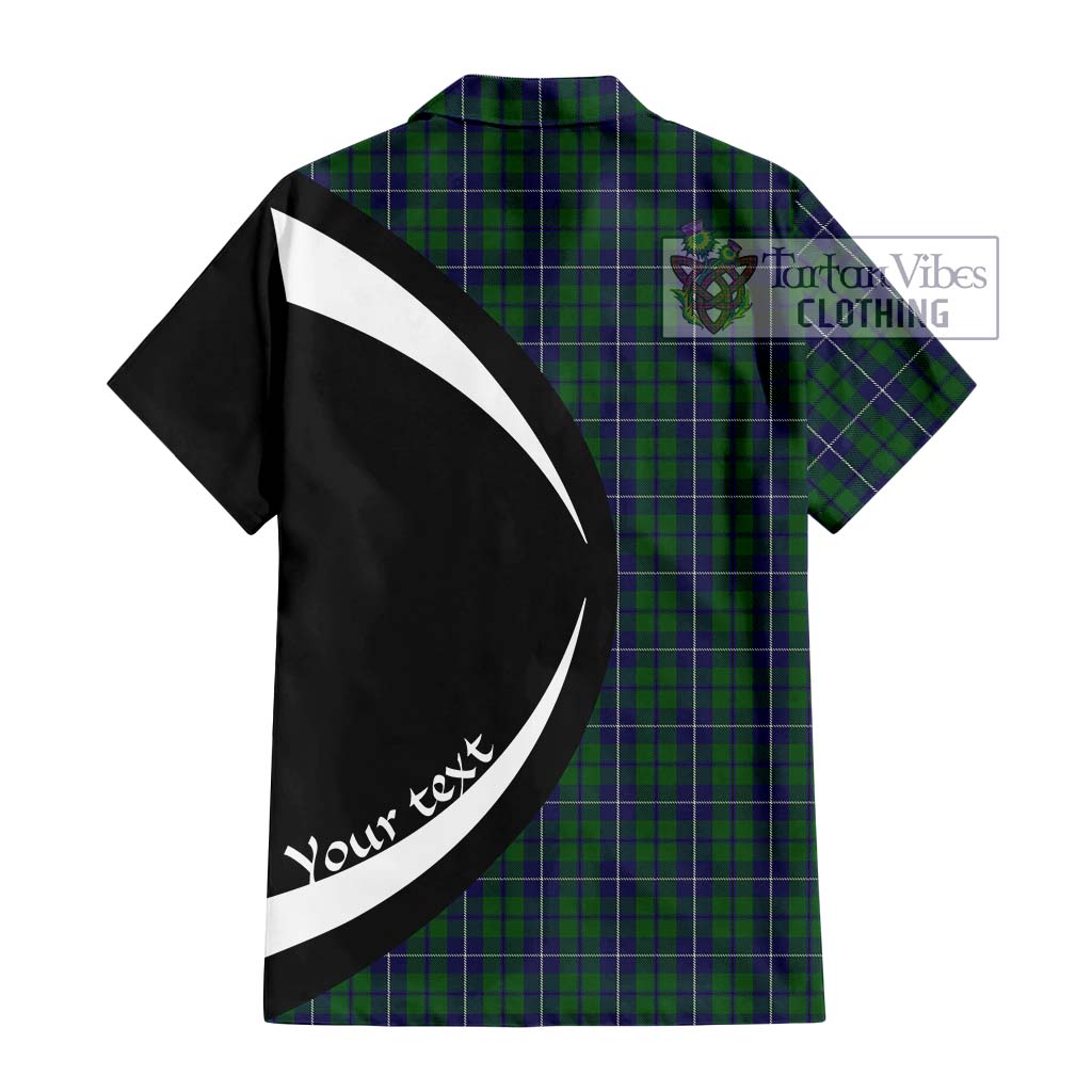 Douglas Green Tartan Short Sleeve Button Up with Family Crest Circle Style - Tartan Vibes Clothing