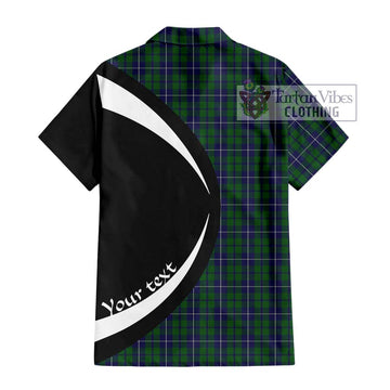 Douglas Green Tartan Short Sleeve Button Up with Family Crest Circle Style