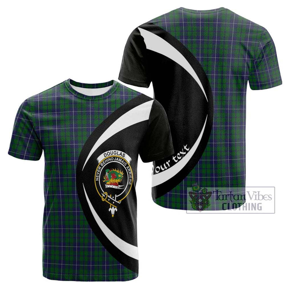 Tartan Vibes Clothing Douglas Green Tartan Cotton T-shirt with Family Crest Circle Style