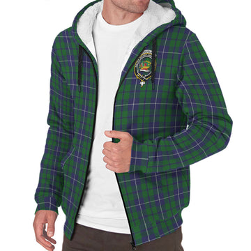 Douglas Green Tartan Sherpa Hoodie with Family Crest