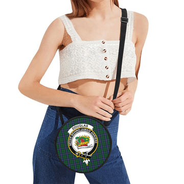 Douglas Green Tartan Round Satchel Bags with Family Crest