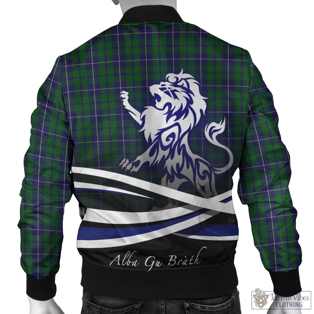 Tartan Vibes Clothing Douglas Green Tartan Bomber Jacket with Alba Gu Brath Regal Lion Emblem