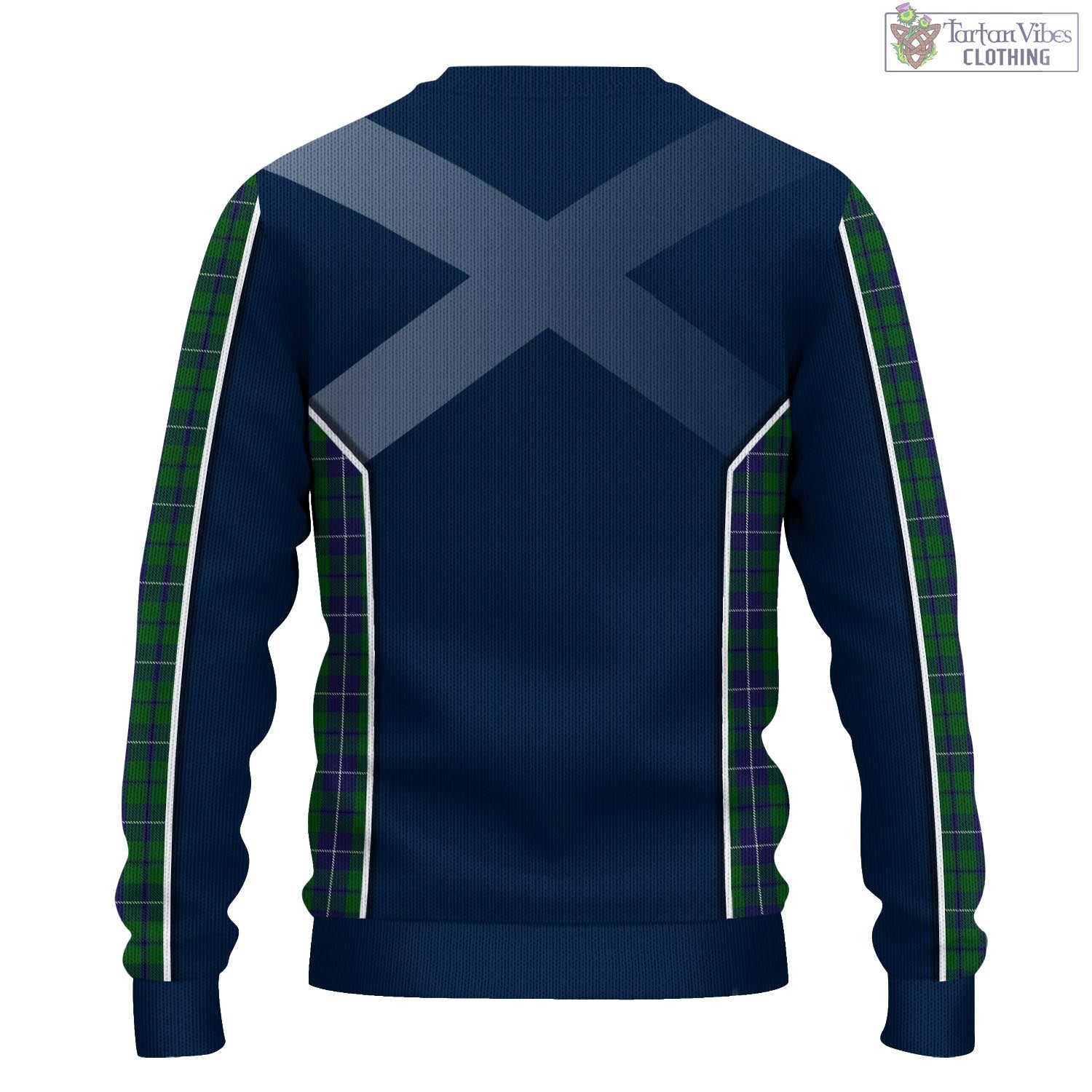 Tartan Vibes Clothing Douglas Green Tartan Knitted Sweatshirt with Family Crest and Scottish Thistle Vibes Sport Style