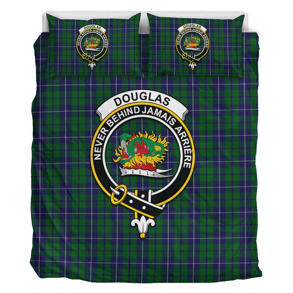 Douglas Green Tartan Bedding Set with Family Crest - Tartan Vibes Clothing