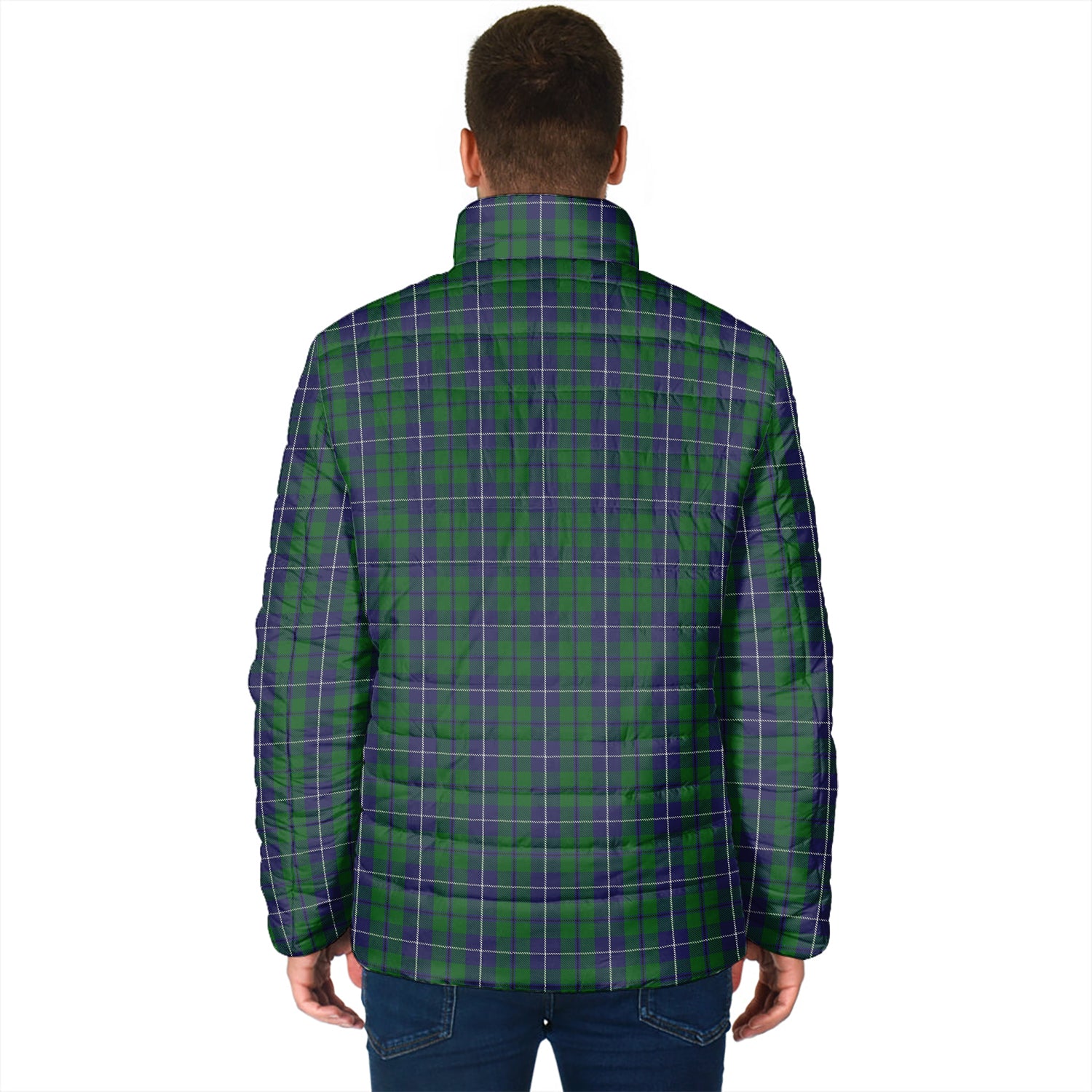 Douglas Green Tartan Padded Jacket with Family Crest - Tartan Vibes Clothing