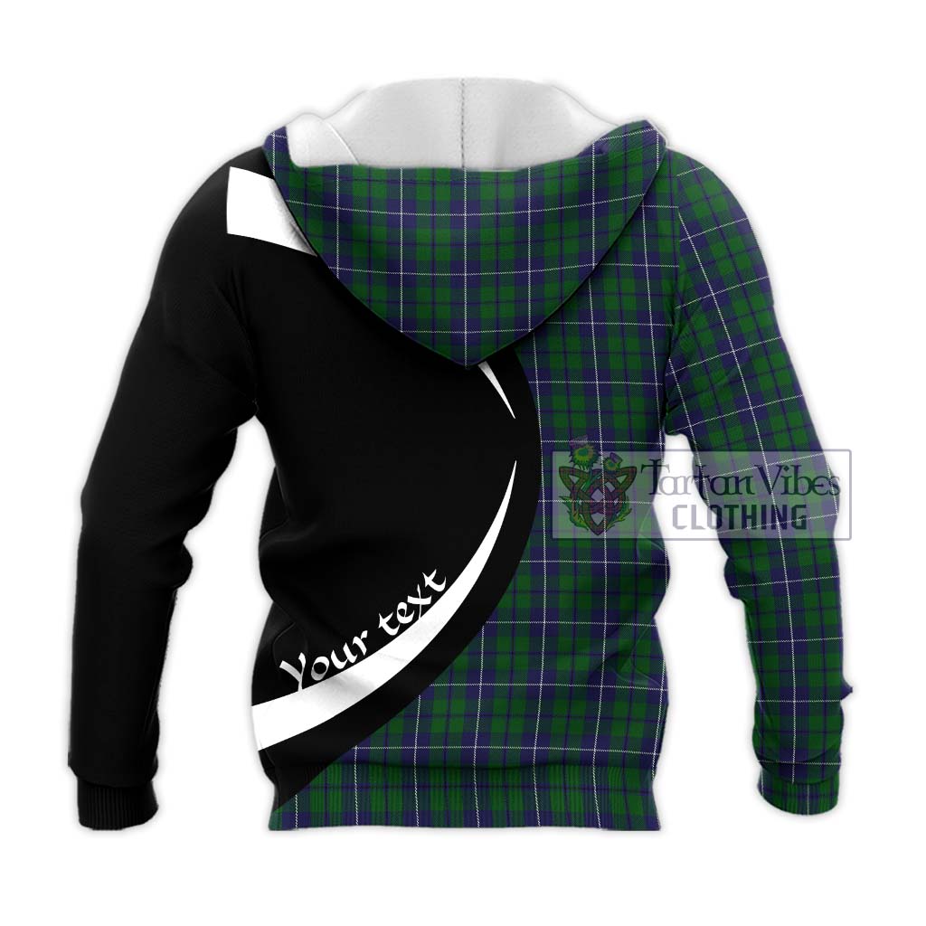 Douglas Green Tartan Knitted Hoodie with Family Crest Circle Style - Tartan Vibes Clothing