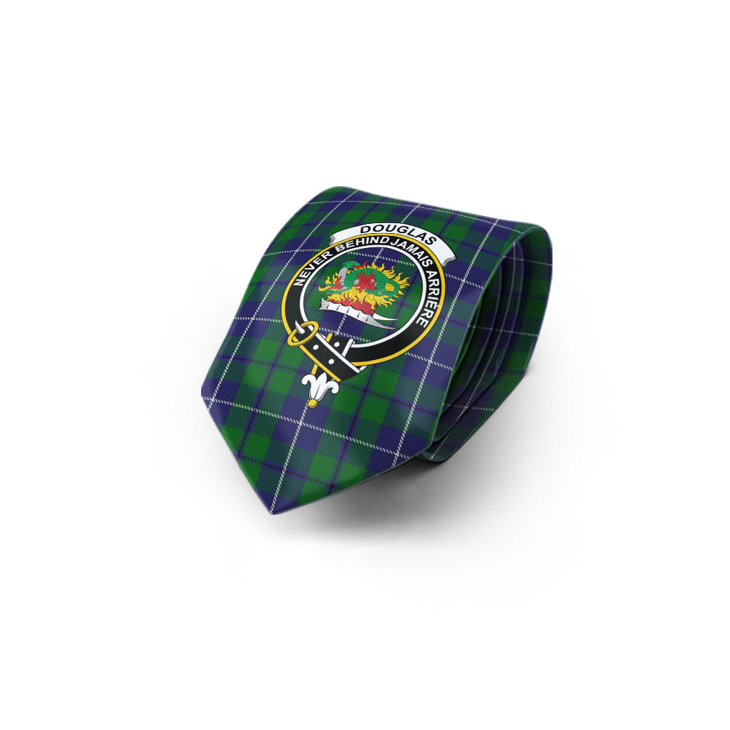 Douglas Green Tartan Classic Necktie with Family Crest - Tartan Vibes Clothing