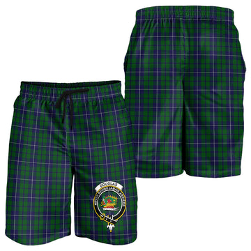 Douglas Green Tartan Mens Shorts with Family Crest