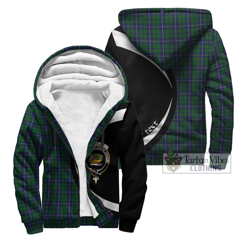 Douglas Green Tartan Sherpa Hoodie with Family Crest Circle Style Unisex - Tartan Vibes Clothing