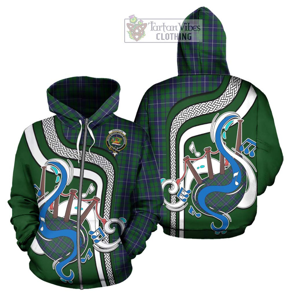 Douglas Green Tartan Hoodie with Epic Bagpipe Style - Tartanvibesclothing Shop