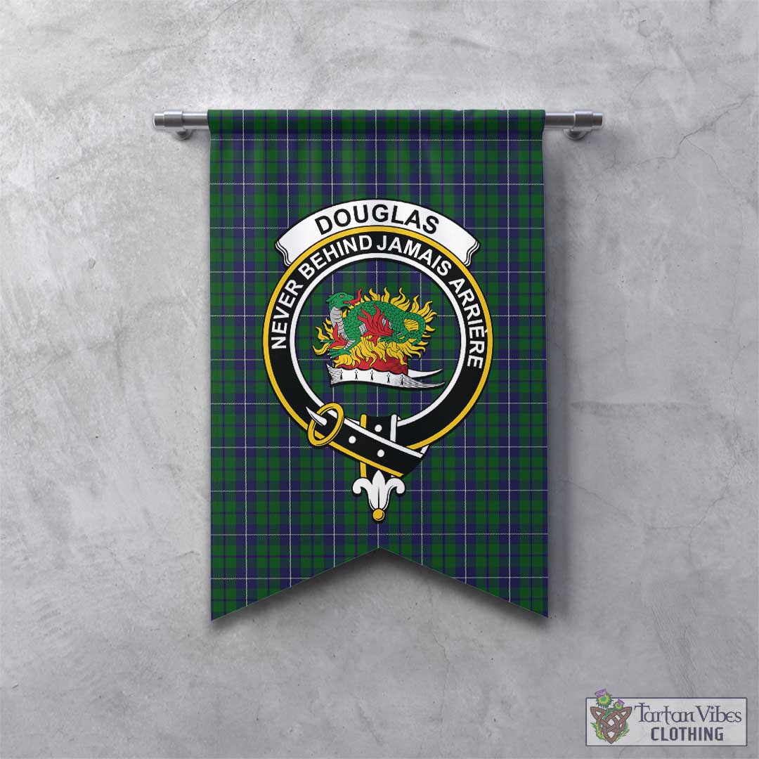 Tartan Vibes Clothing Douglas Green Tartan Gonfalon, Tartan Banner with Family Crest