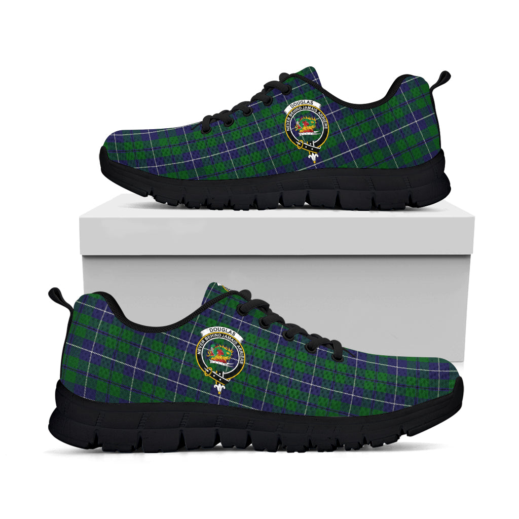 Douglas Green Tartan Sneakers with Family Crest - Tartan Vibes Clothing