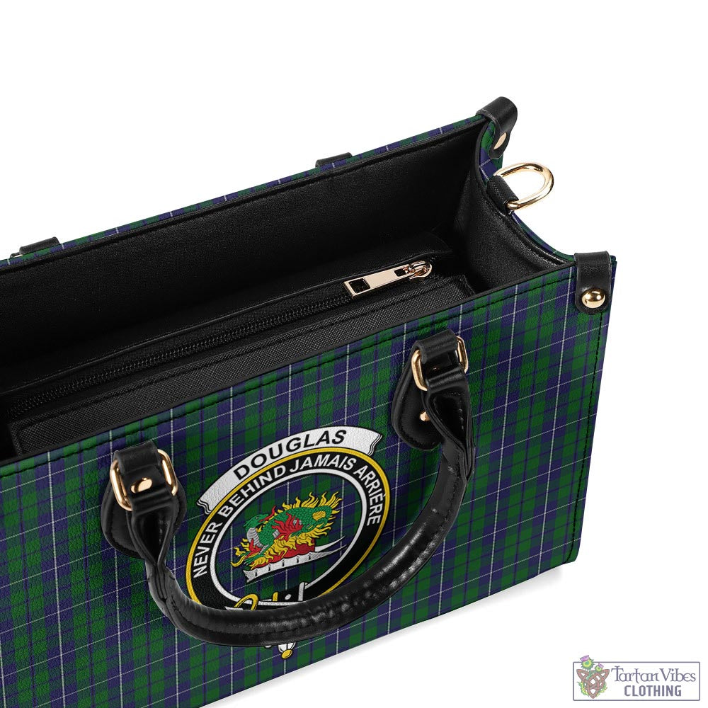 Tartan Vibes Clothing Douglas Green Tartan Luxury Leather Handbags with Family Crest