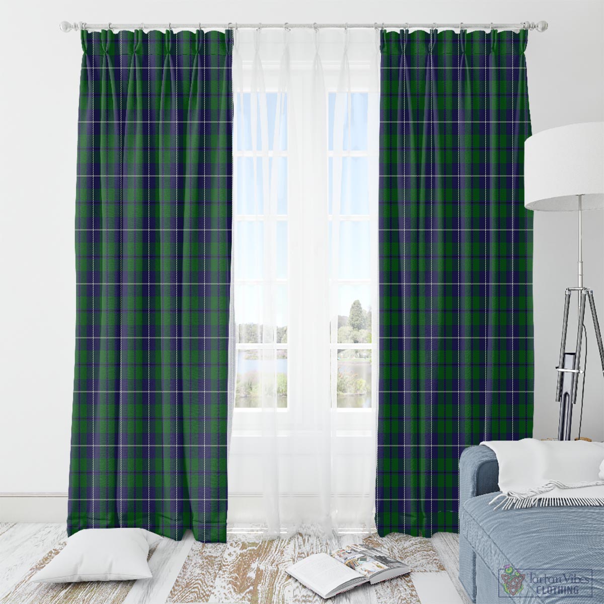 Douglas Green Tartan Window Curtain