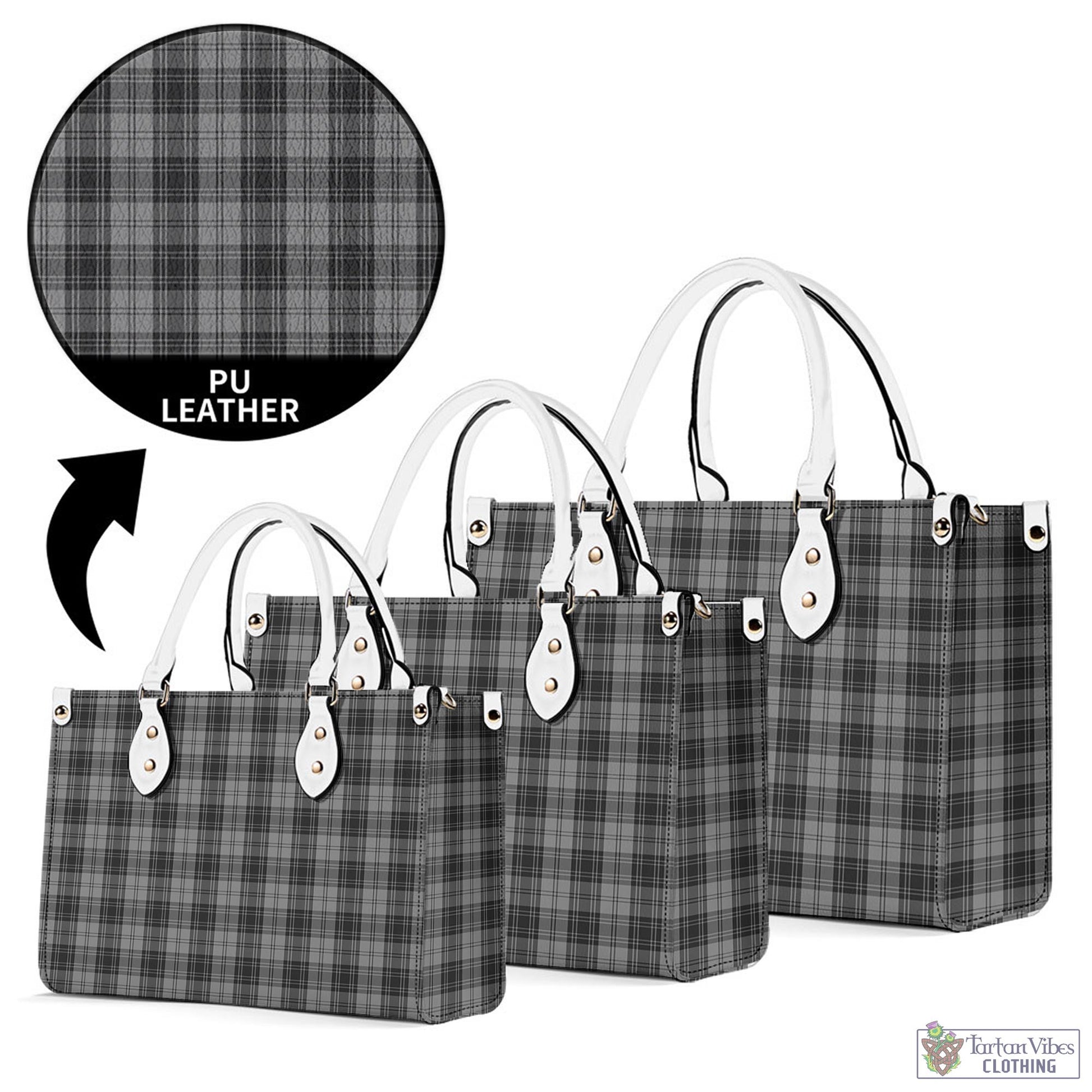 Tartan Vibes Clothing Douglas Grey Tartan Luxury Leather Handbags