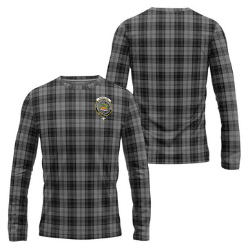 Douglas Grey Tartan Long Sleeve T-Shirt with Family Crest