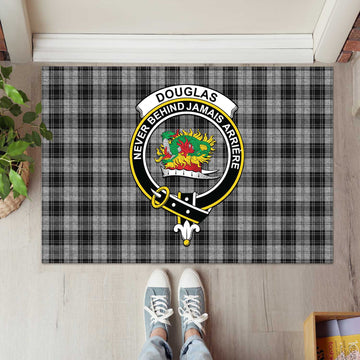 Douglas Grey Tartan Door Mat with Family Crest