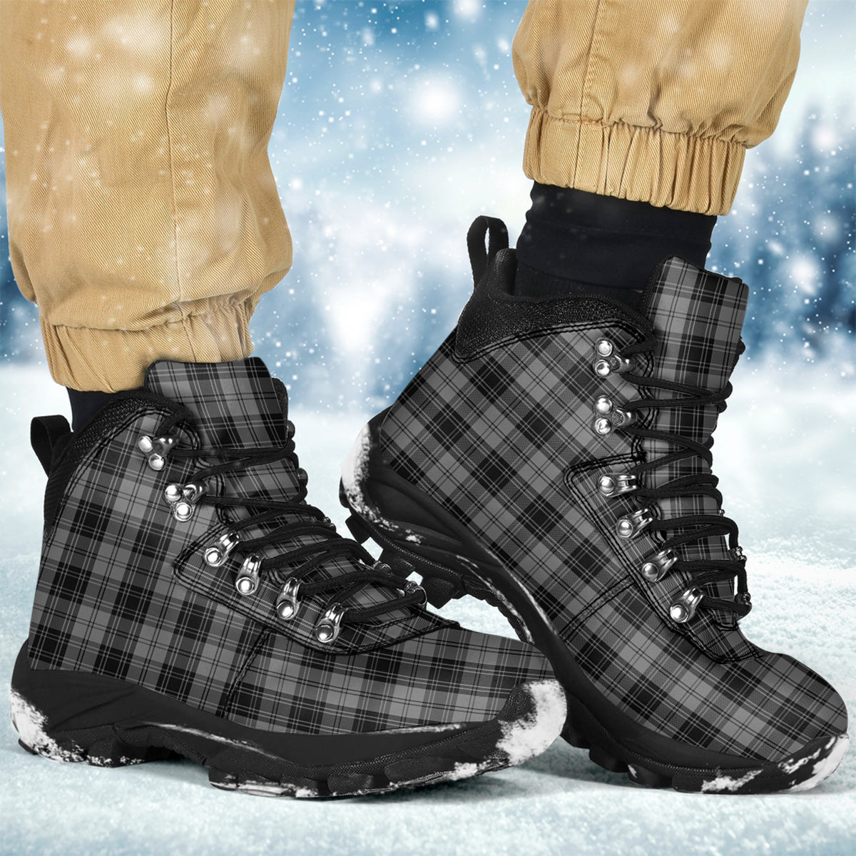 Douglas Grey Tartan Alpine Boots - Tartanvibesclothing