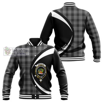 Douglas Grey Tartan Baseball Jacket with Family Crest Circle Style