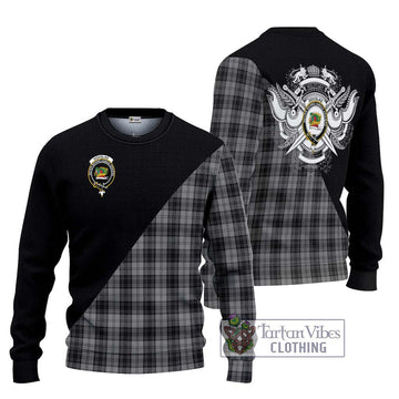 Douglas Grey Tartan Ugly Sweater with Family Crest and Military Logo Style