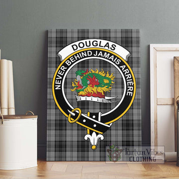 Douglas Grey Tartan Canvas Print Wall Art with Family Crest