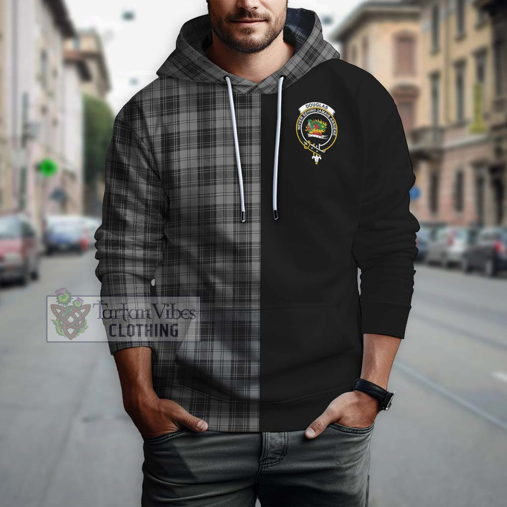 Douglas Grey Tartan Hoodie with Family Crest and Half Of Me Style Zip Hoodie - Tartanvibesclothing Shop